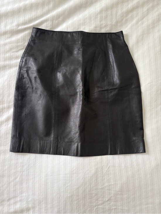 Vintage Dresses & Skirts - Vintage Genuine Leather Mini Skirt - Womens